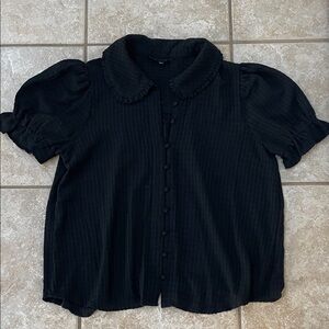 Jane and Delancey Black Puff Sleeve Button-Down Shirt
